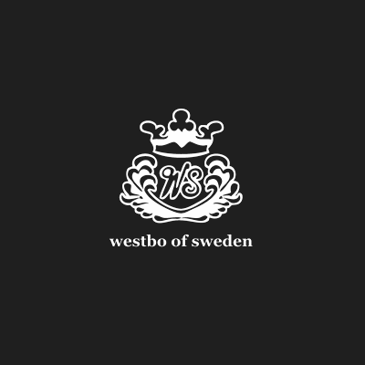 weisses logo von westbo of sweden auf schwarzem hintergrund