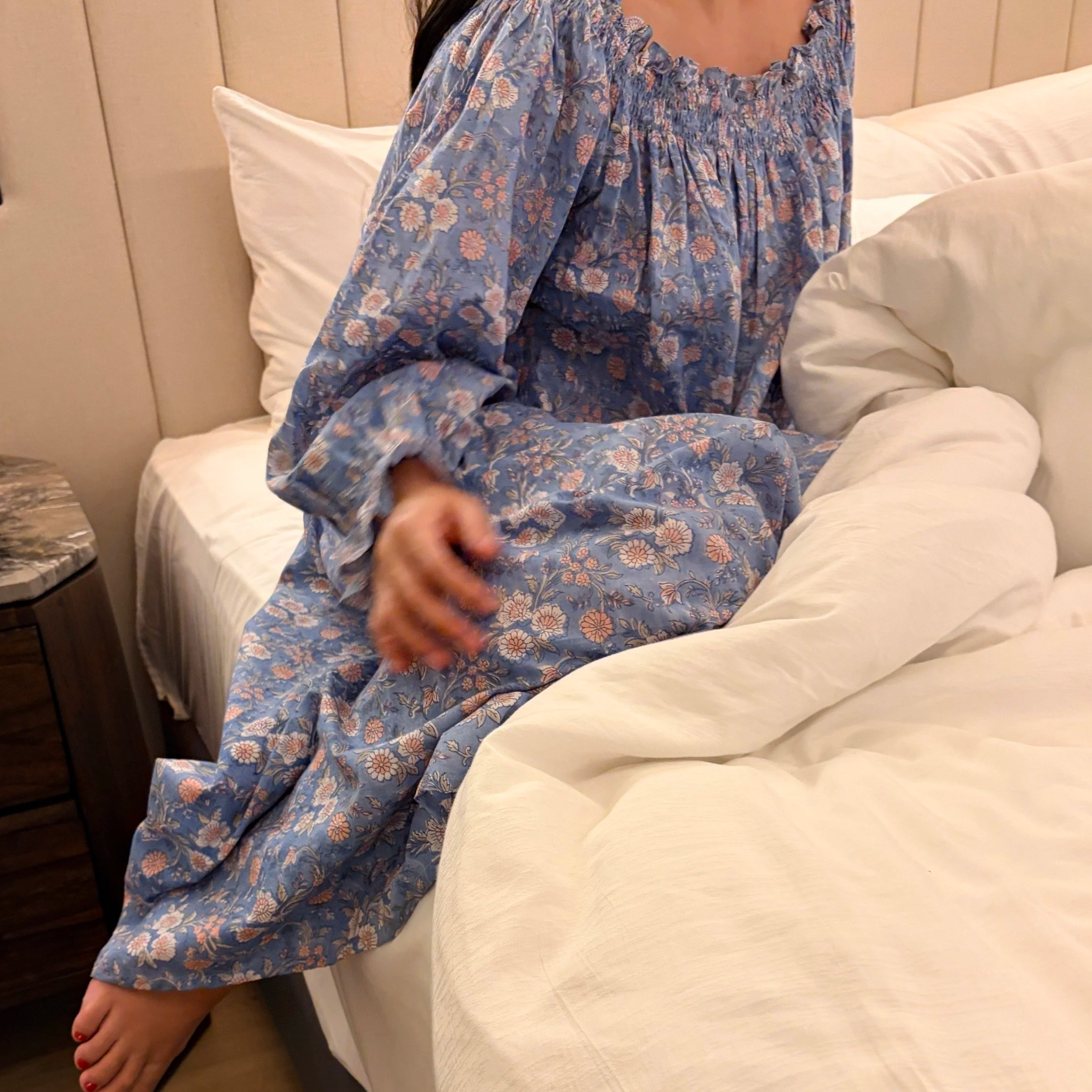 BLOOMING DRESS (BLUE, FREE SIZE)