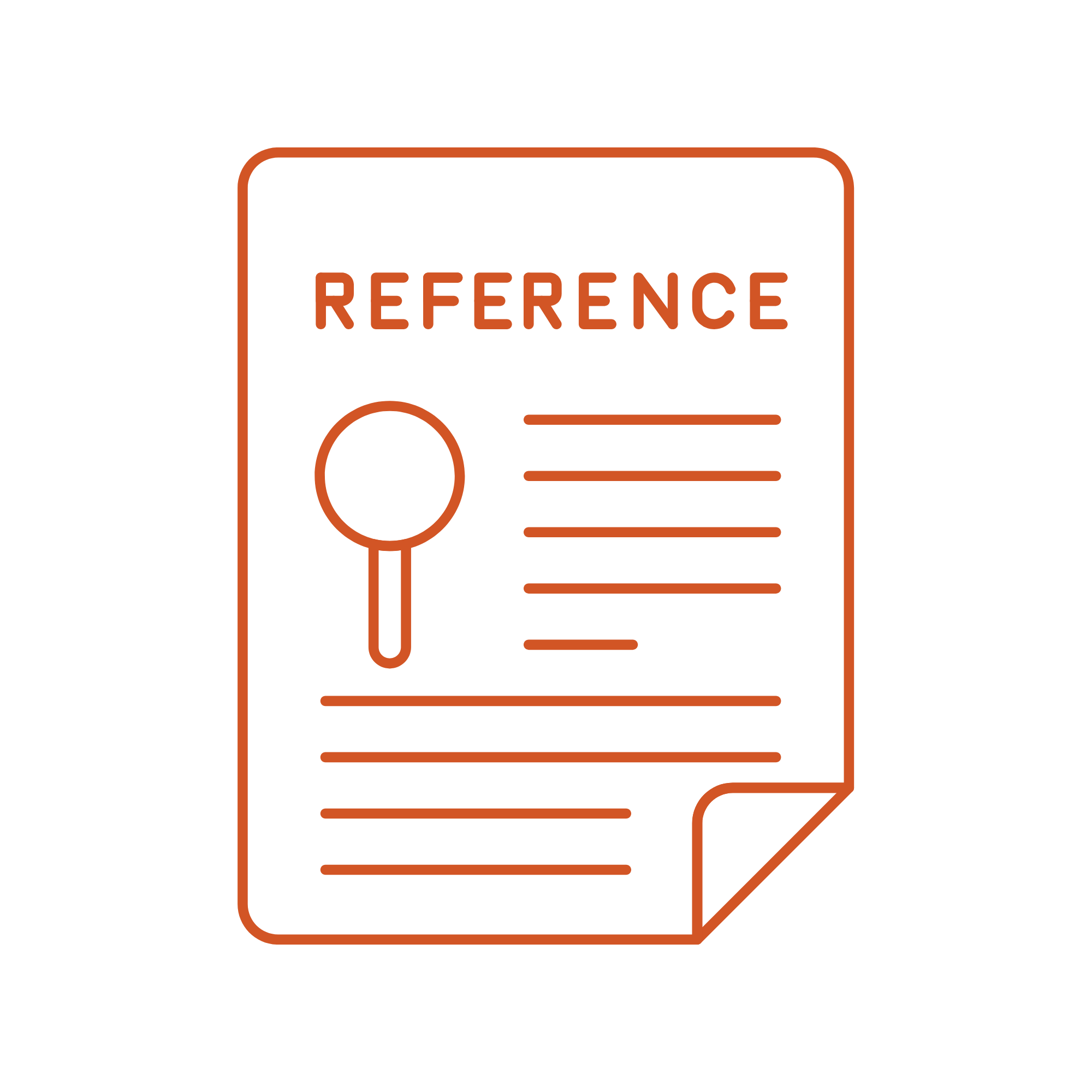 Outline of a mobile phone with a speech bubble and the word 'REFERENCE' inside the phone screen.