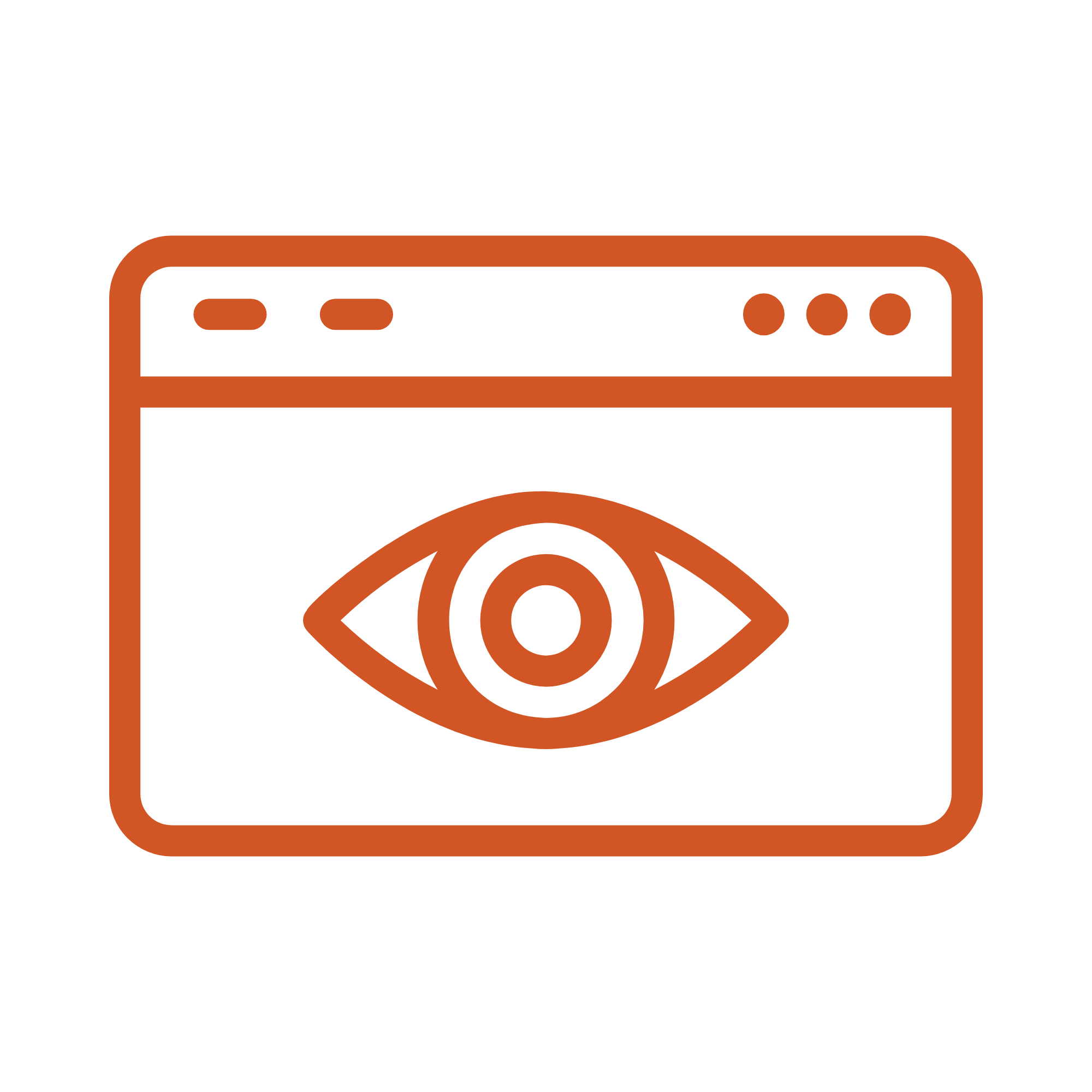 Outline of a computer monitor with a target eye icon in the center on the screen.