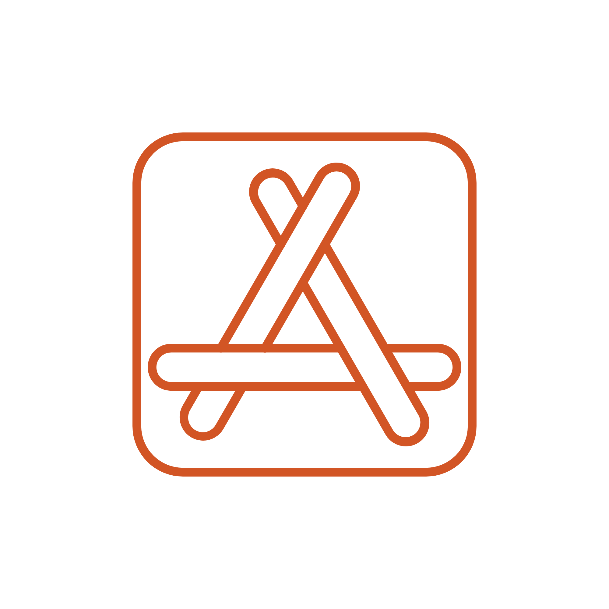 Icon of a shopping cart with an orange outline and a heart in the center.