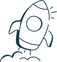 A simple drawing of a rocket launching with smoke at the bottom and lines indicating movement.