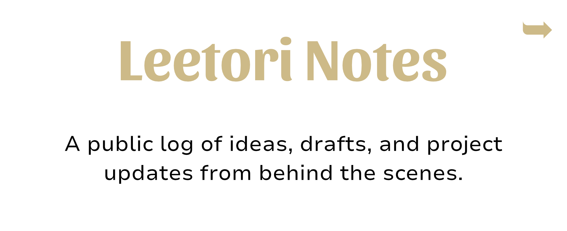 Leetori Notes button linking to a public log of ideas, drafts, and project updates from behind the scenes.