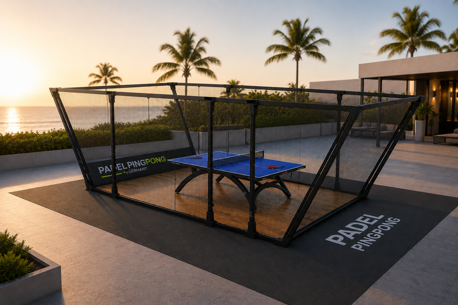Padel-PingPong Court mit Schwarzen Verbindern