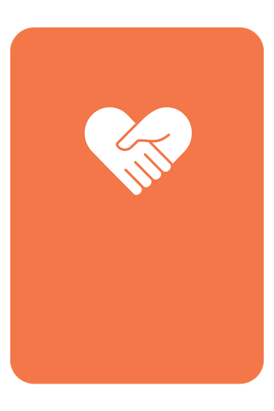 Icon of a hand with a heart shape background, representing helping or caring.