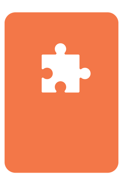 Illustration of a white puzzle piece on an orange background.