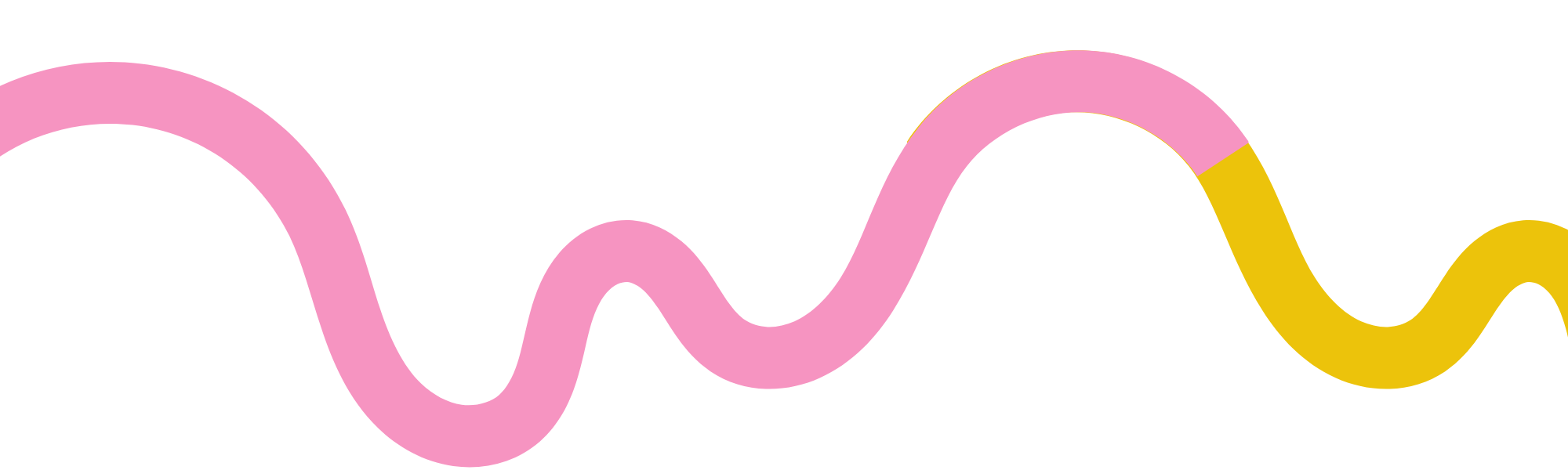 A colorful wavy line with pink on the left gradually transitioning to yellow on the right.