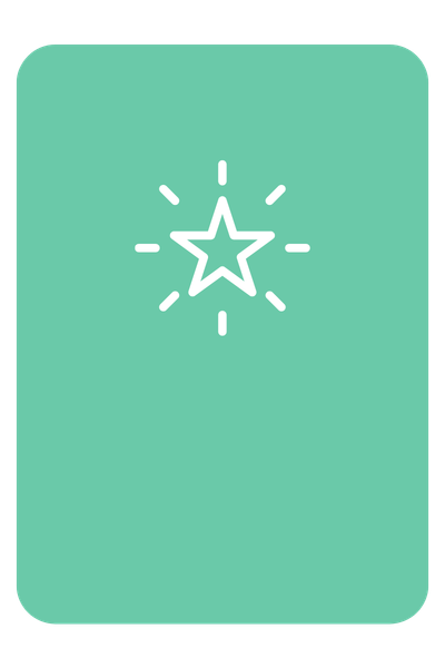 Green background with white line drawing of a star surrounded by small lines and sparkles.