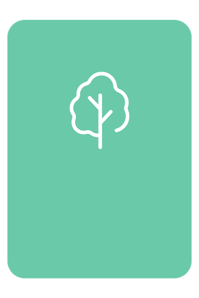 A minimalist illustration of a tree on a teal background.