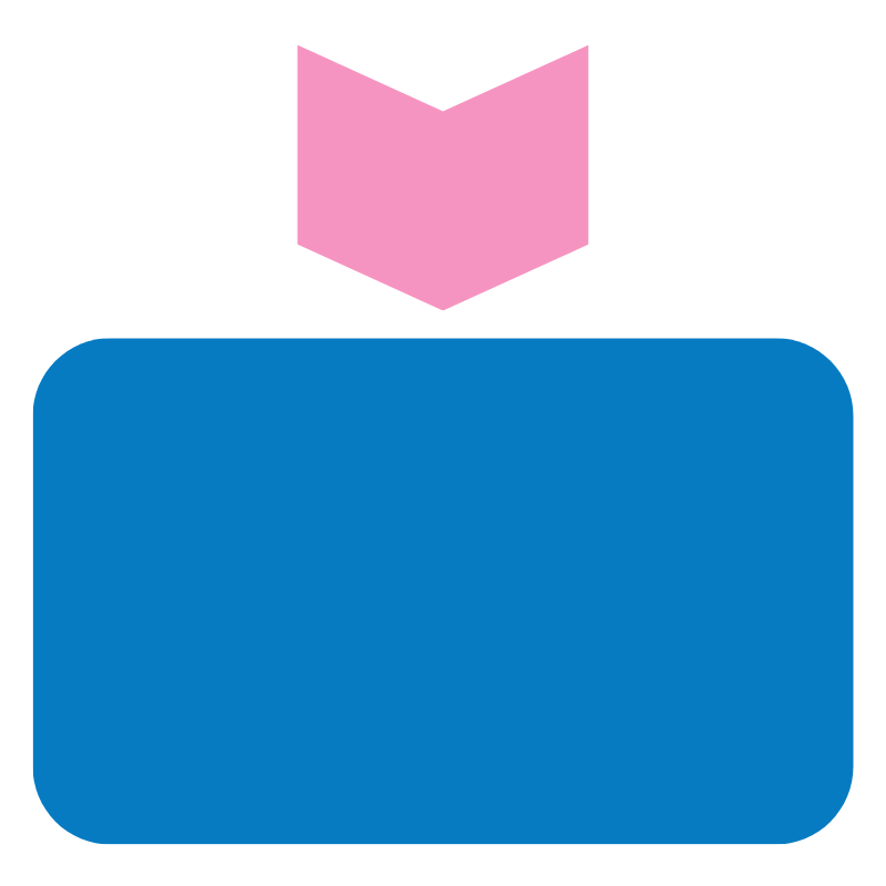 Illustration of a person with a pink idea bulb above their head, sitting at a blue desk.