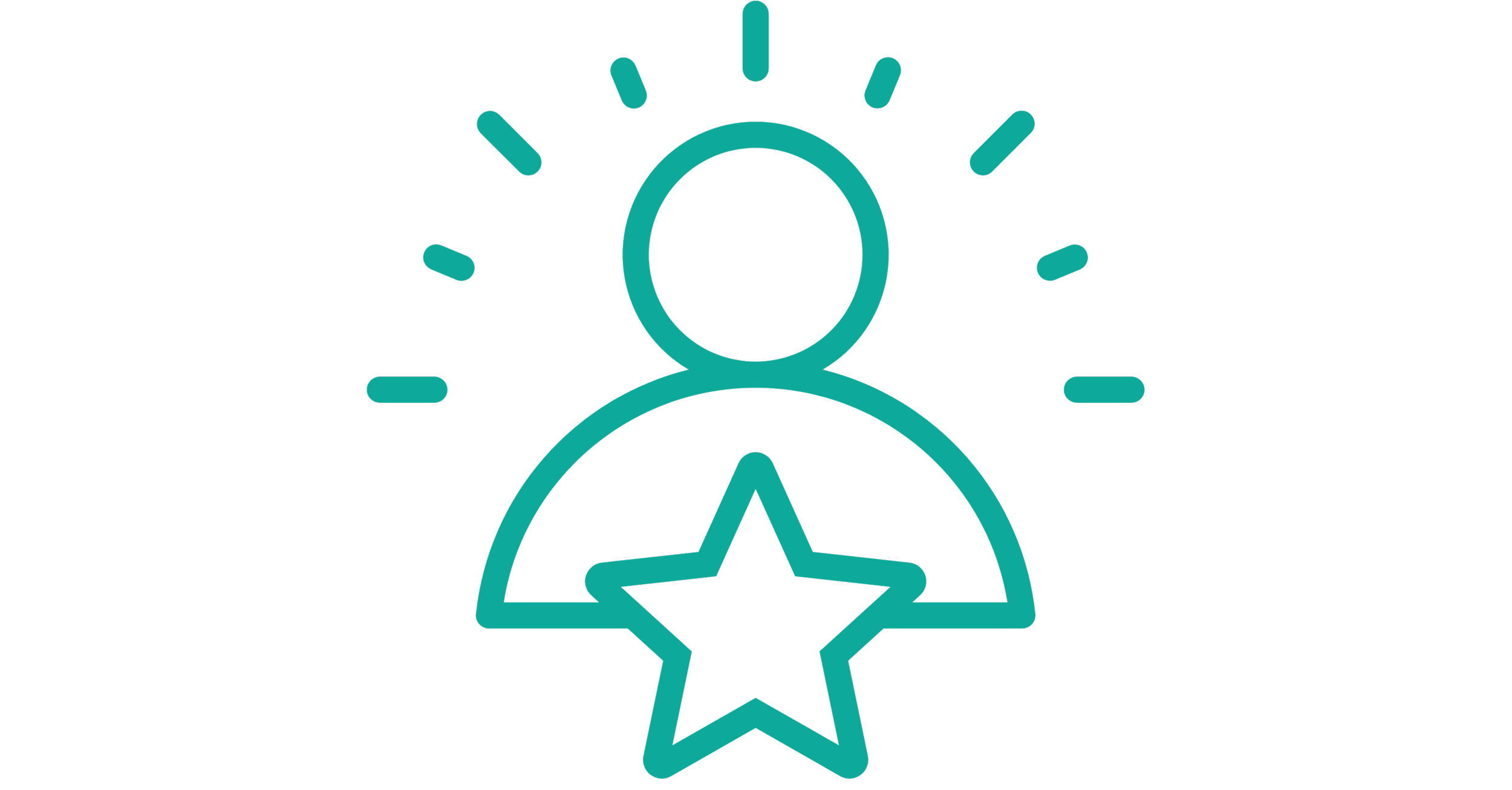 Icon depicting confidence in a teal colour