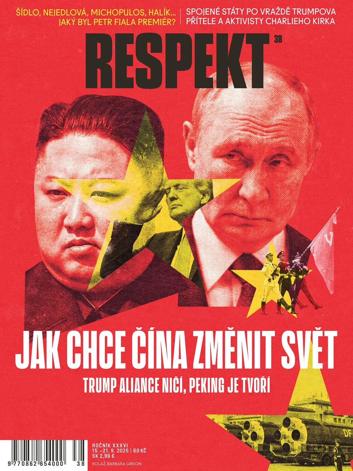 Cover image, collage illustration by artists Gibson Kochanek commissioned for Respekt Magazine article, 'World account according to China'.