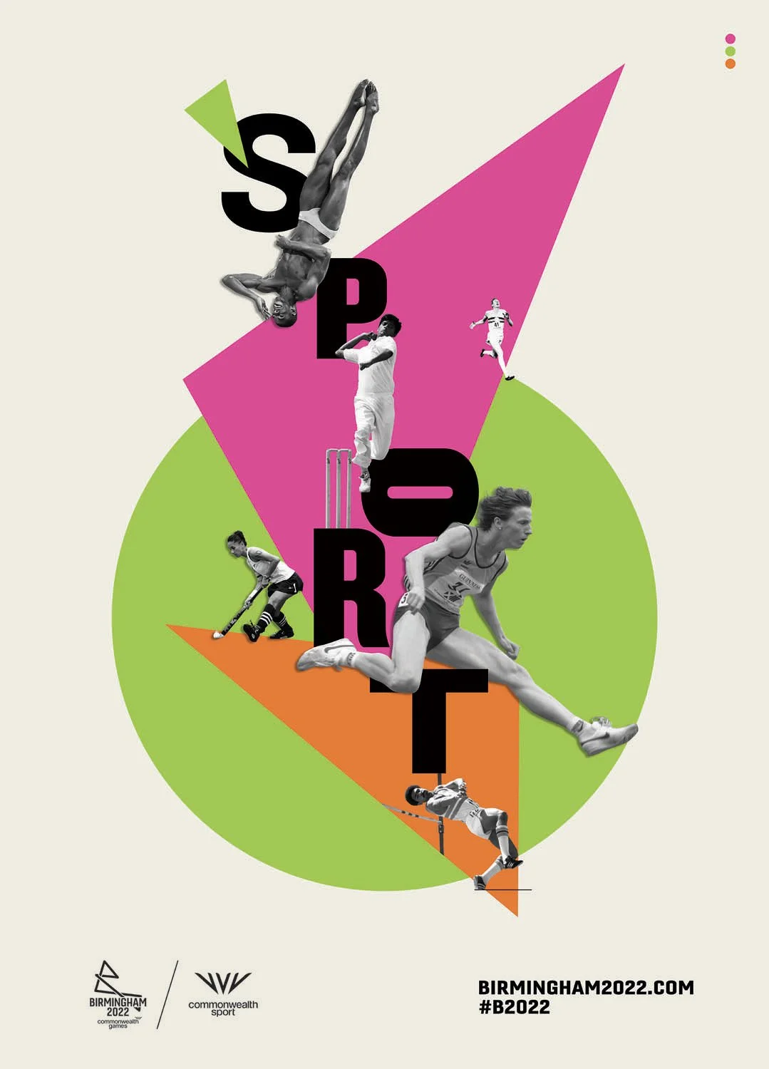 Collage illustration poster design by artists Gibson Kochanek commissioned for Birmingham 2022 Commonwealth Games.