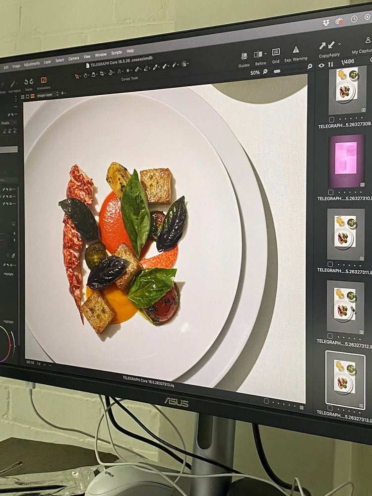 Behind the scenes from a Paul Zak still-life shoot for Telegraph Luxury Magazine on Designer Food