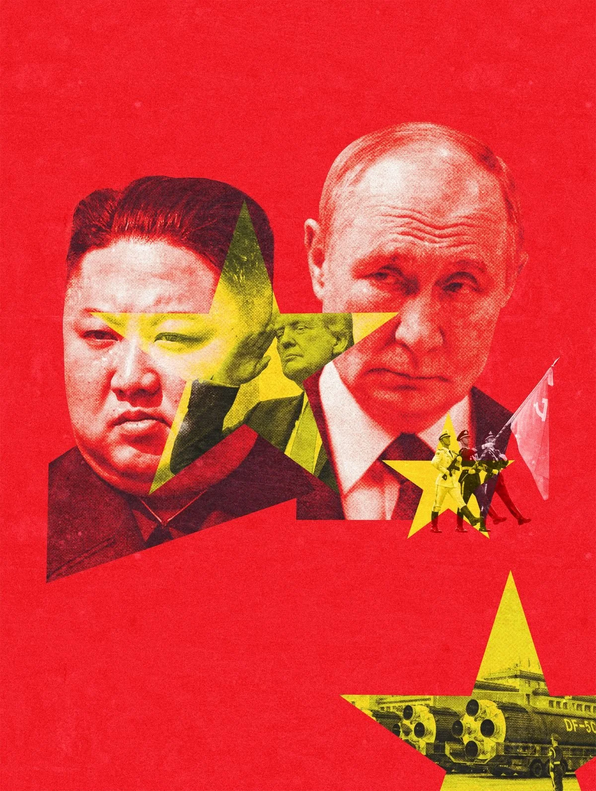Cover image, collage illustration by artists Gibson Kochanek commissioned for Respekt Magazine article, 'World account according to China'.