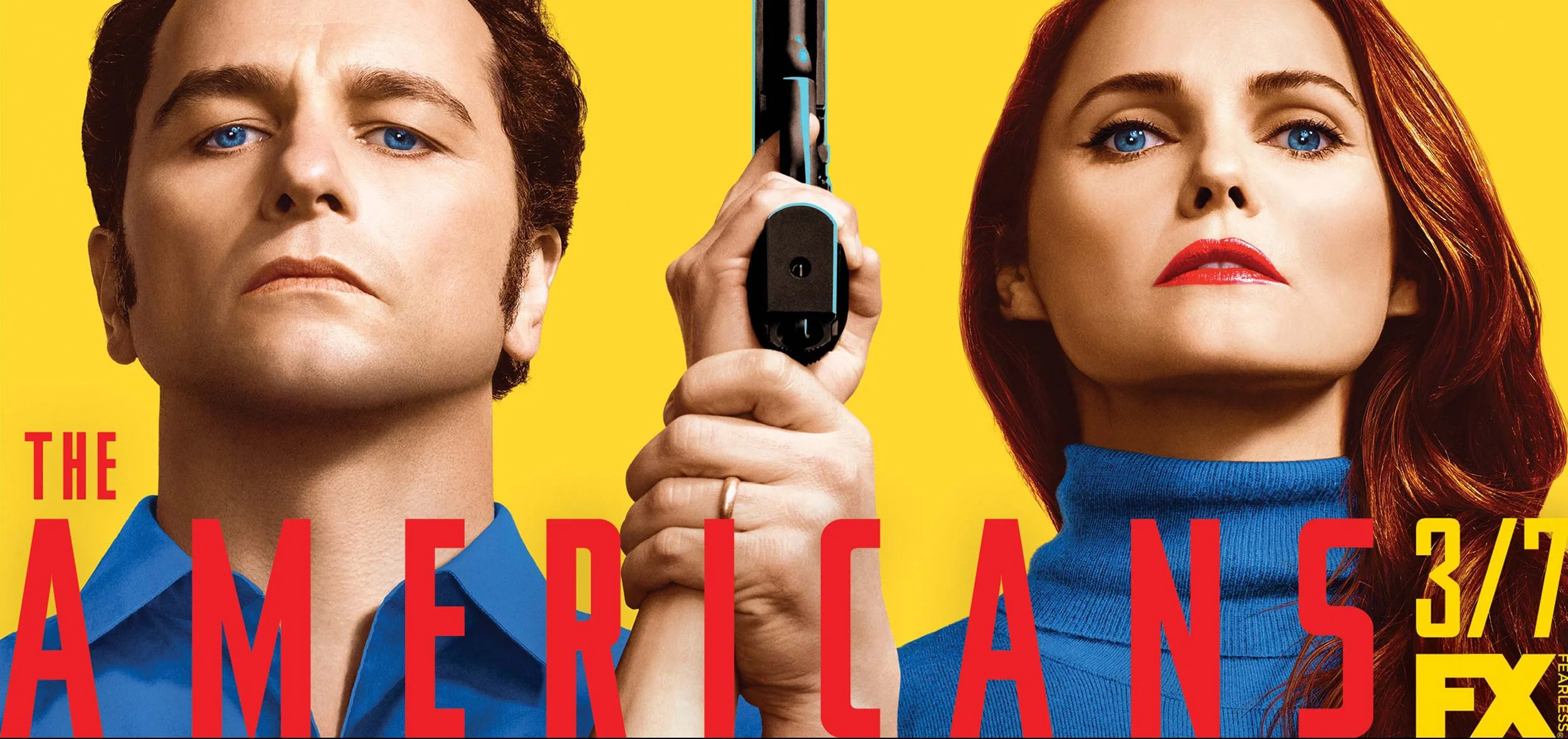 Key Art Poster Photographed by Matthias Clamer for FX TV Series called The Americans featuring the actors Matthew Rhys and Keri Russel
