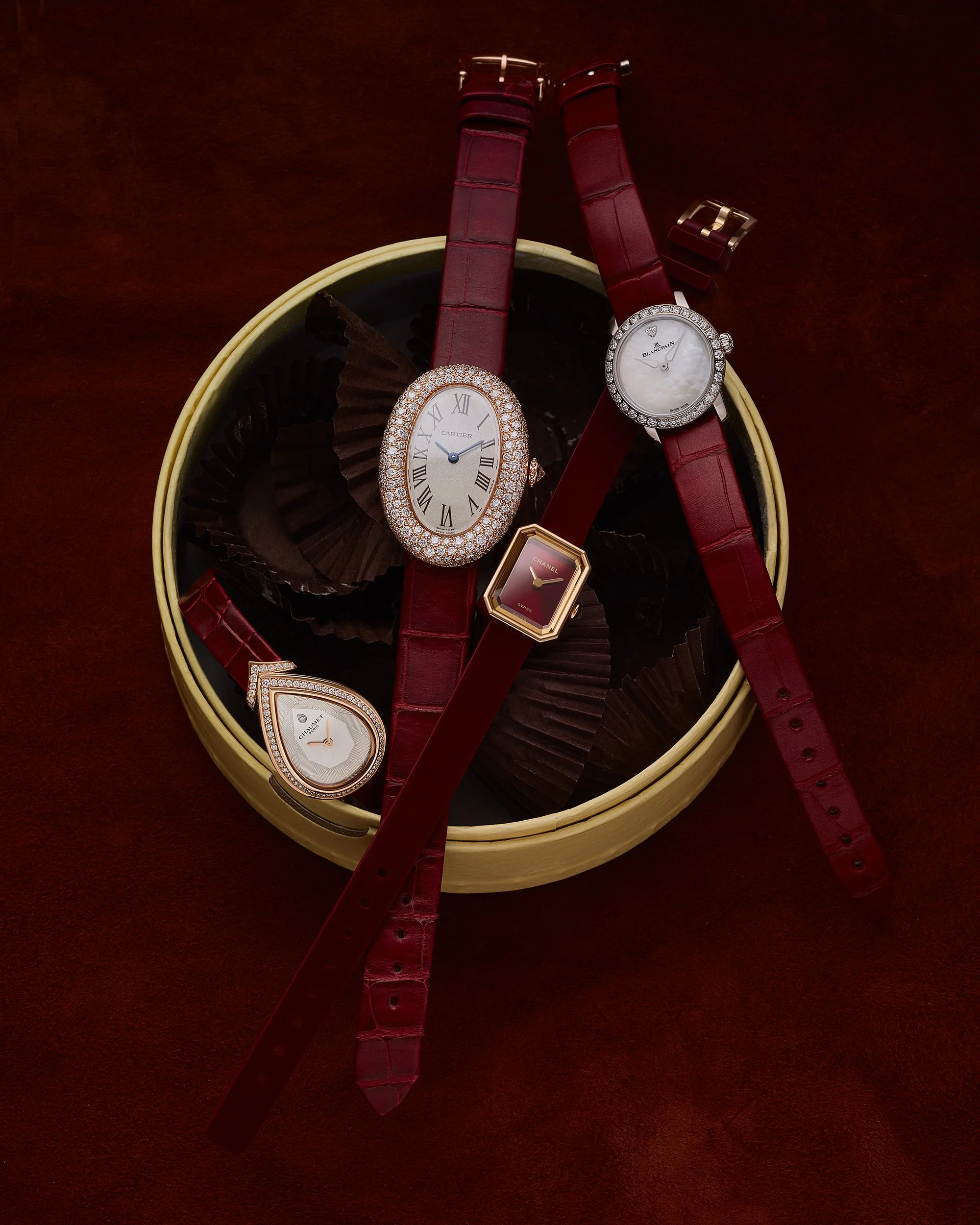 Still Life photograph by photographer Paul Zak of designer watches for Telegraph Luxury Magazine