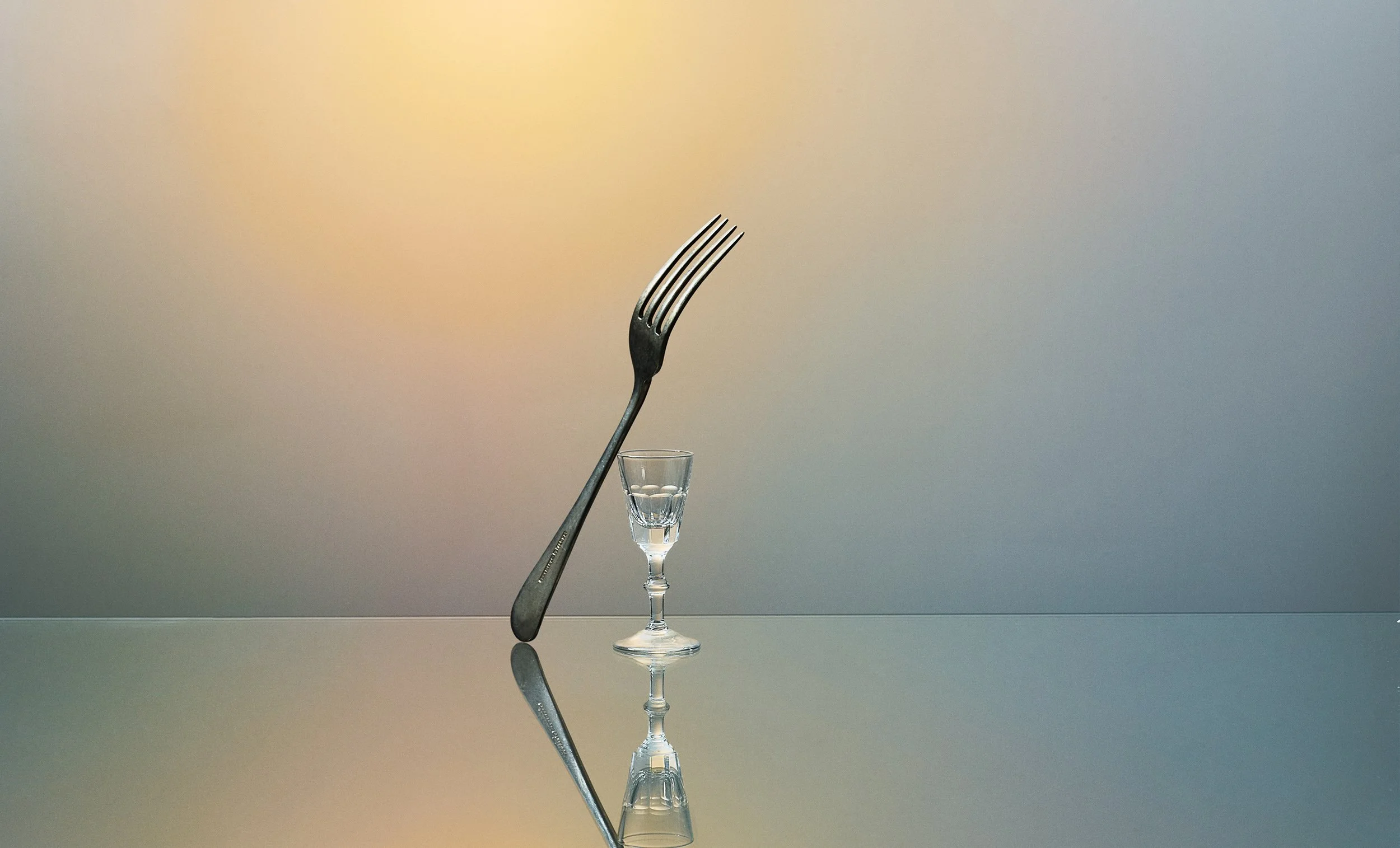 Personal work photographed by Paul Zak still life of fork and small glass