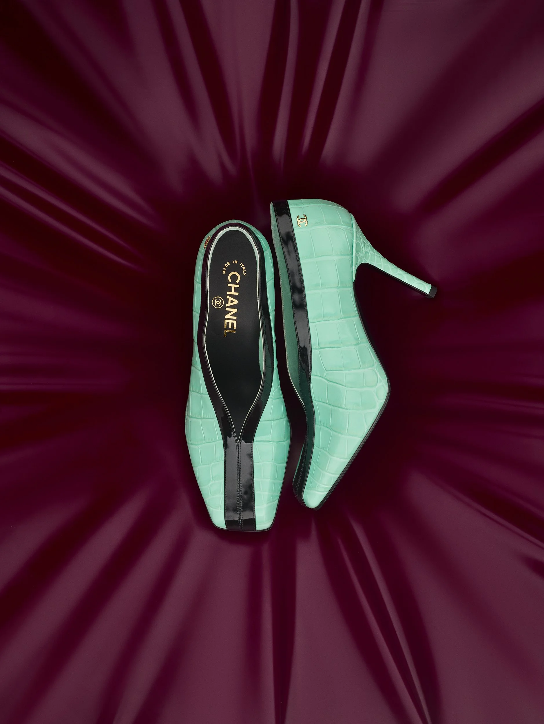 Still Life photograph by photographer Paul Zak of a pair of designer Chanel Shoes for Telegraph Luxury Magazine.