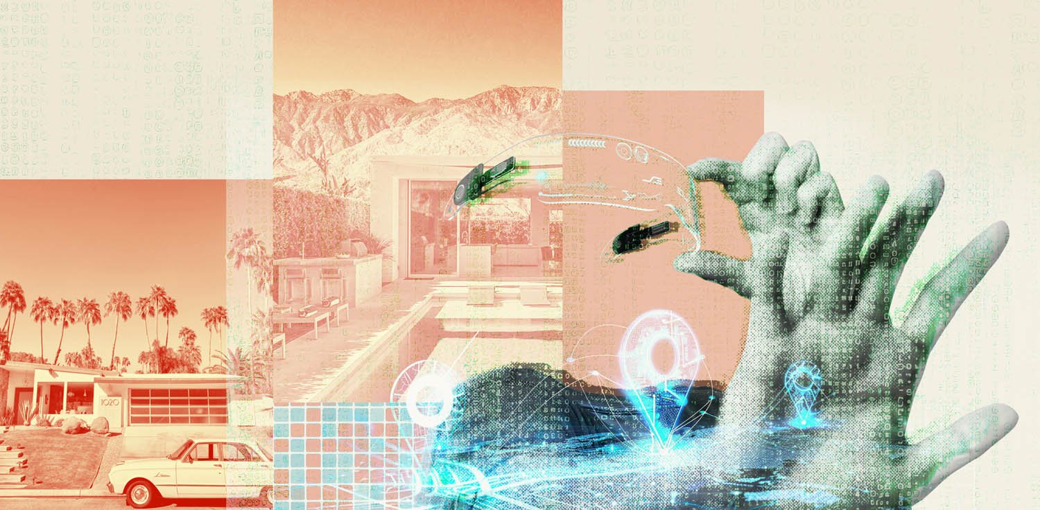 Collage illustration by artists Gibson Kochanek commissioned by Palm Springs Magazine for an article about the growing impact of A|.