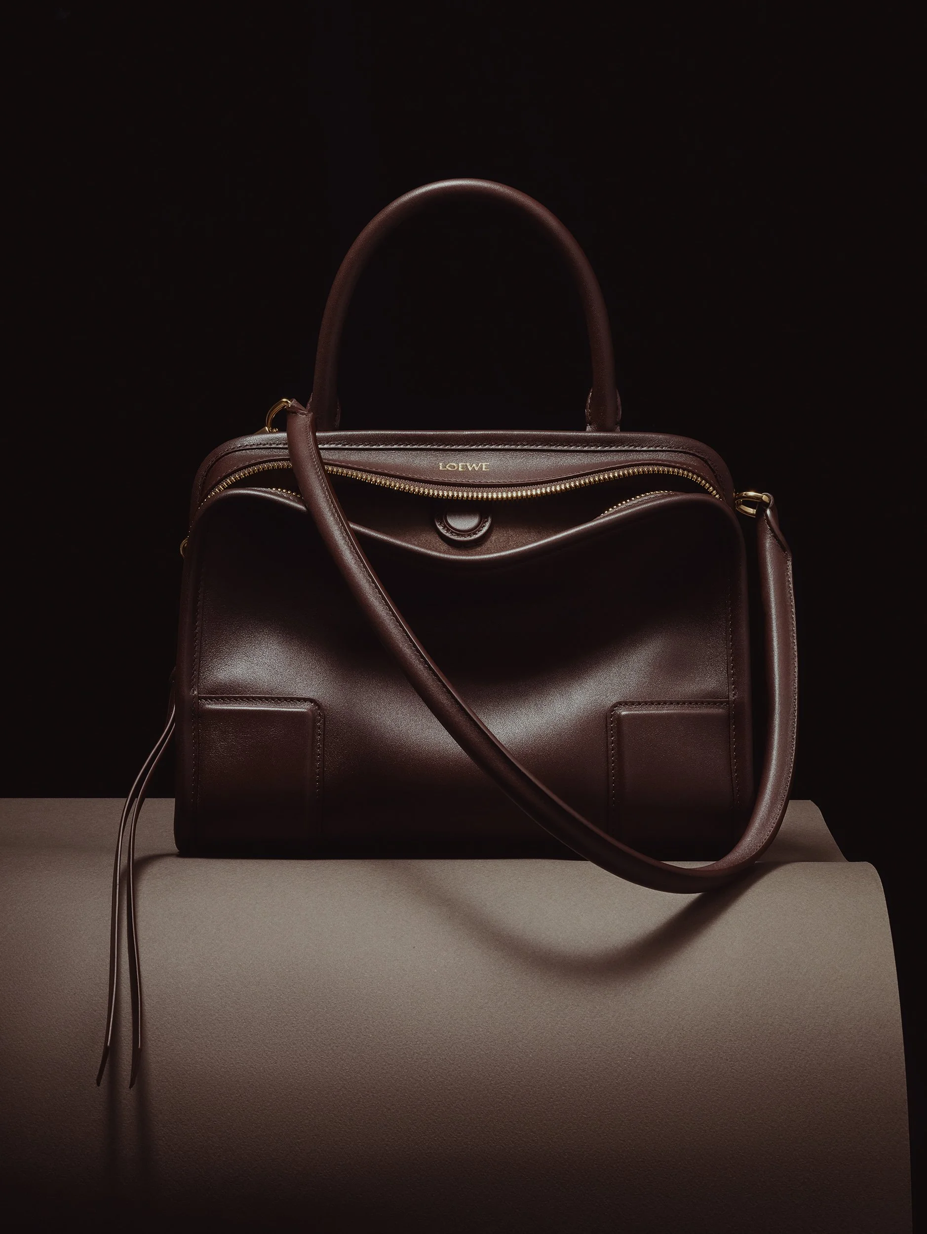 Still Life photograph by photographer Paul Zak of a designer Loewe handbag for Telegraph Luxury Magazine
