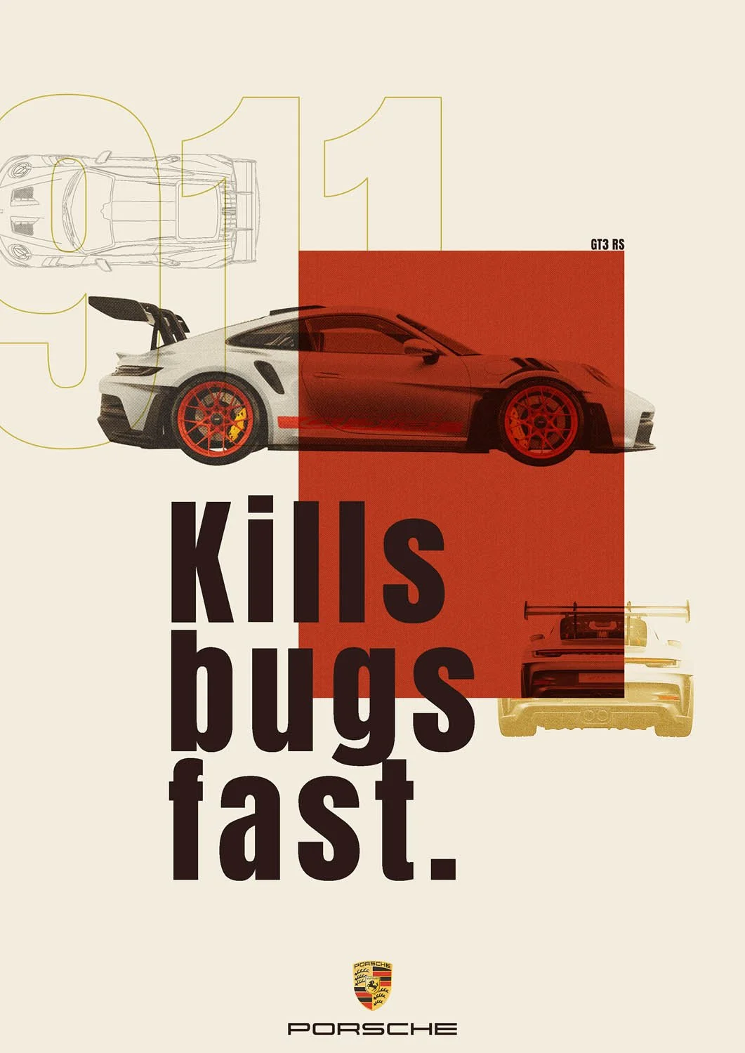 Animation and collage illustration by artists Gibson Kochanek commissioned in collaboration with Sarofsky Design for their Porsche pitch