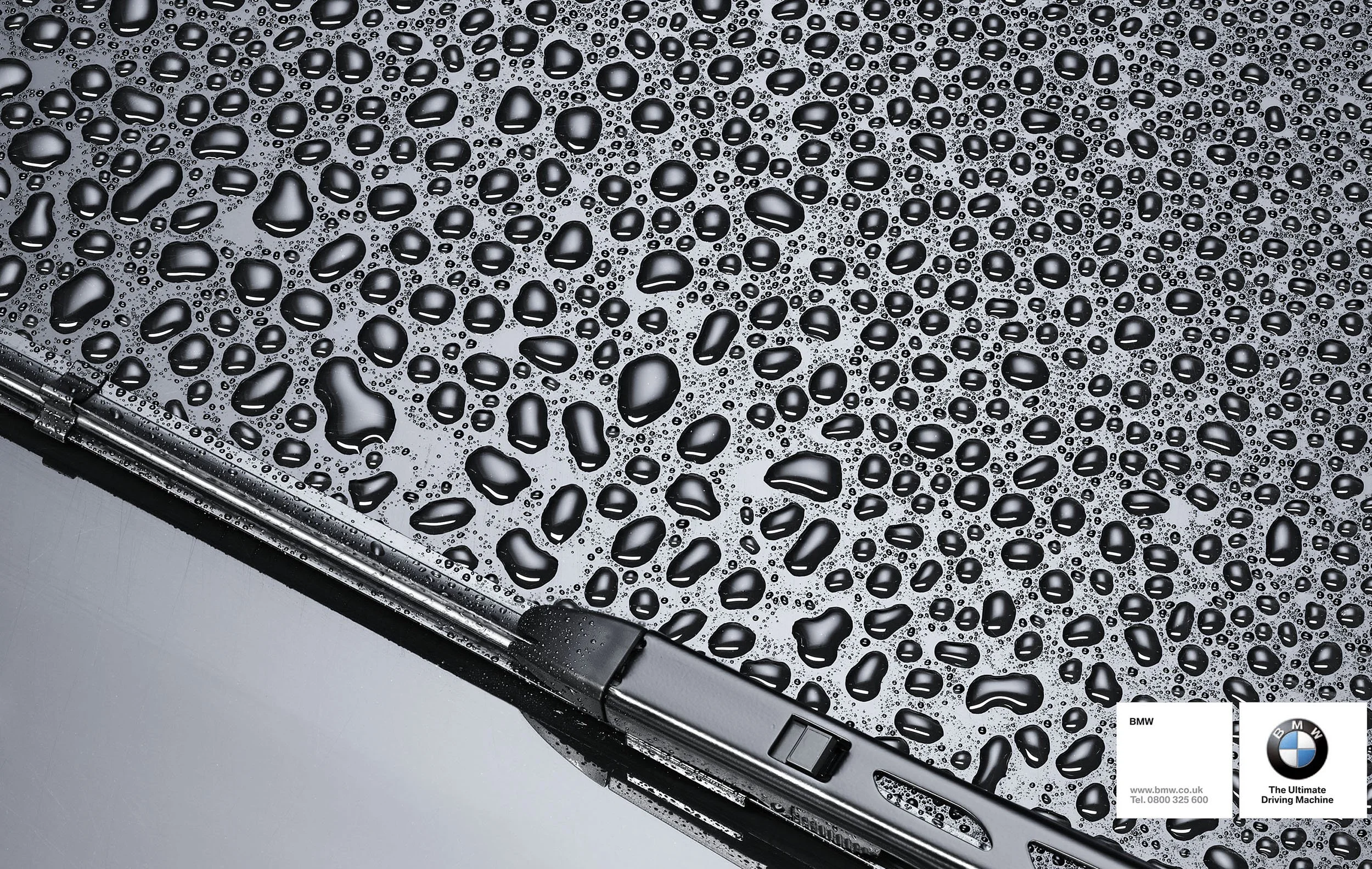 Still Life photograph by photographer Paul Zak of a car windscreen with rain drops for a BMW advertising campaign