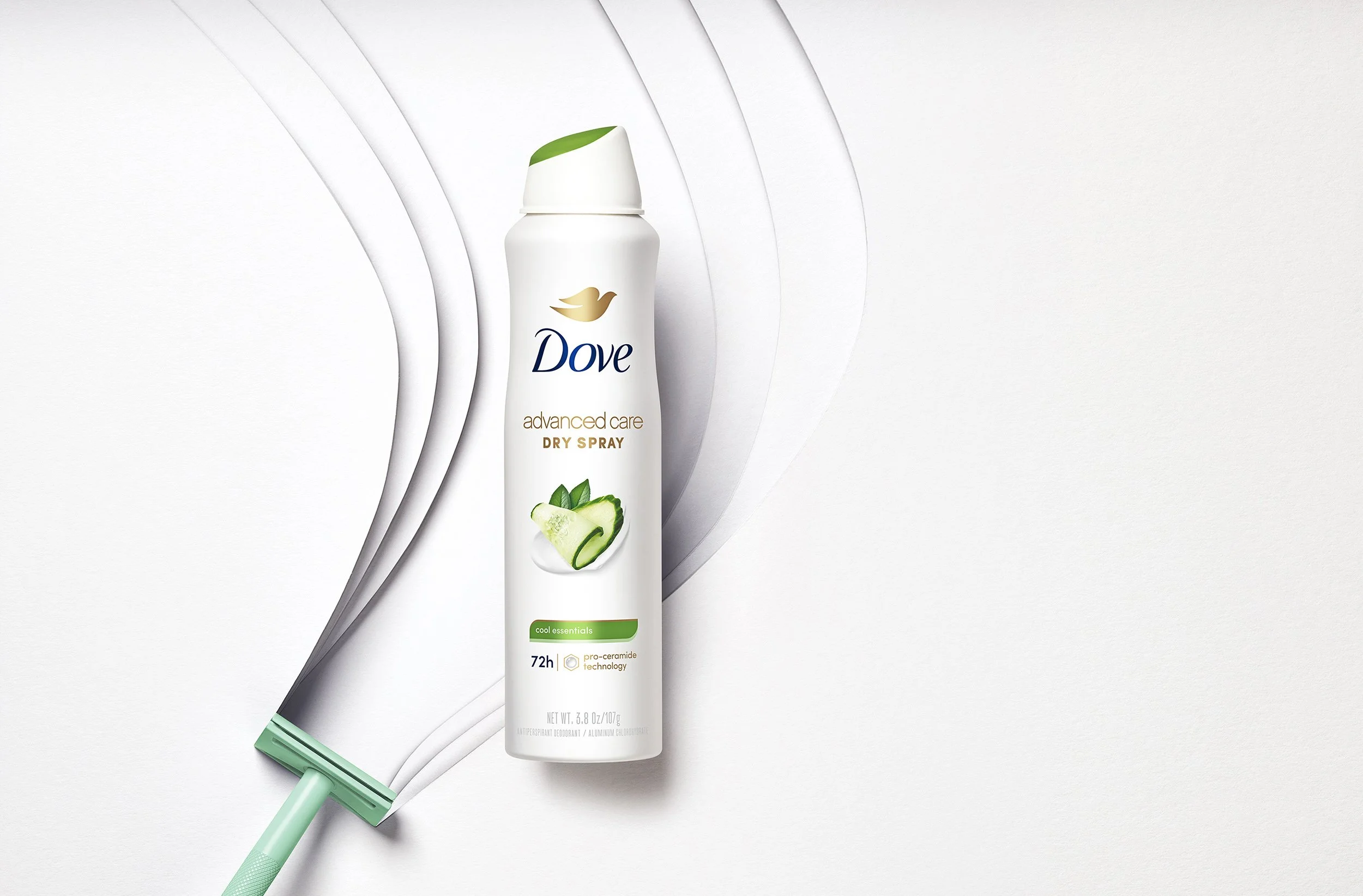 Still Life photograph by photographer Paul Zak of Dove shaving cream in a paper art set with a razor for their advertising campaign.