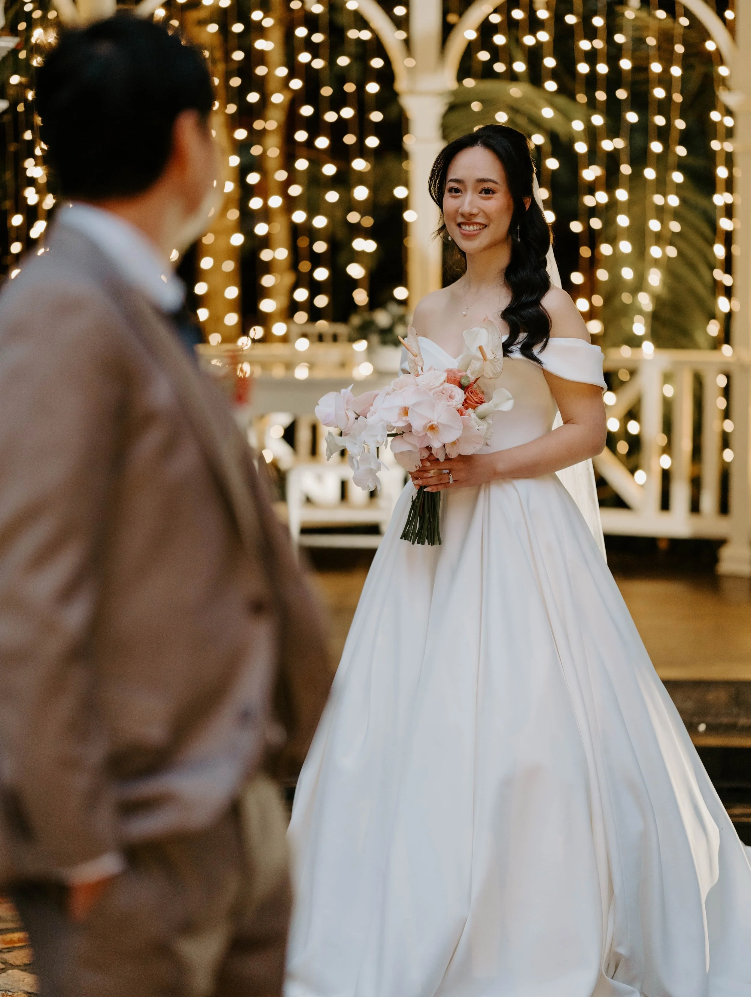 A little piece of R &amp; J&rsquo;s day we&rsquo;re still thinking about. 🤍

The bouquet was kept soft and sculptural &mdash; soft white orchids, delicate blush blooms and a touch of movement against the warmth of the venue.

Save this for your flor