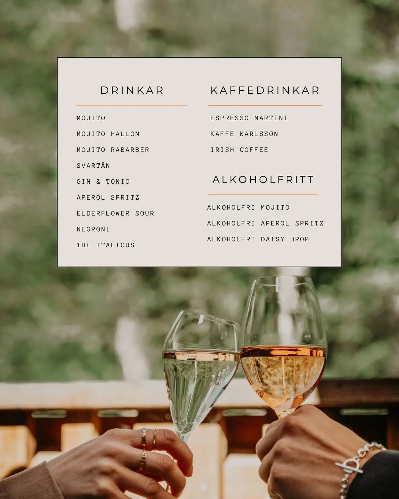 Kom och njut av l&auml;skande drinkar i sommar p&aring; Bistro Bruket! 🍹☀️

Drinkar: 145 kr/st
Alkoholfria drinkar: 85 kr/st 

Vi ses i Skultuna! 🙂&zwj;↕️🫶🏻