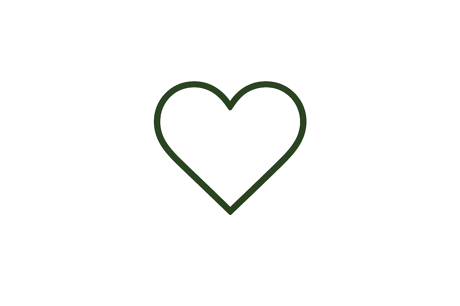 A heart shape outline with a green border on a black background.