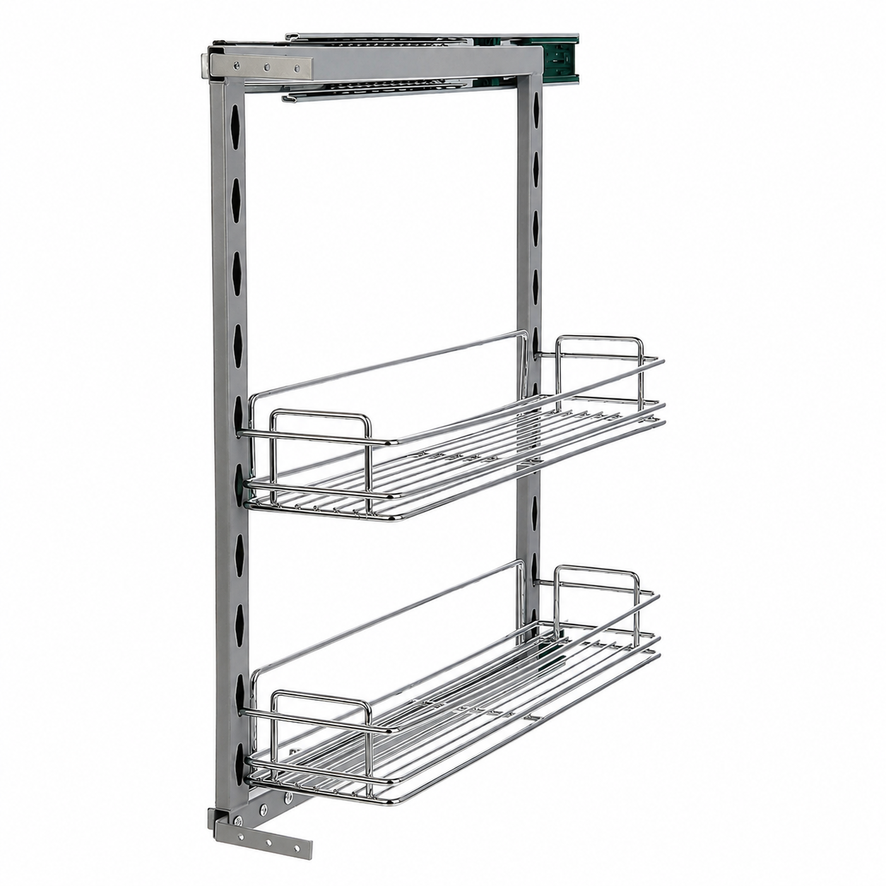 Riex GD43 Side baskets with frame, wire, ball bearing slides, L/R, W200-W300, chrome
