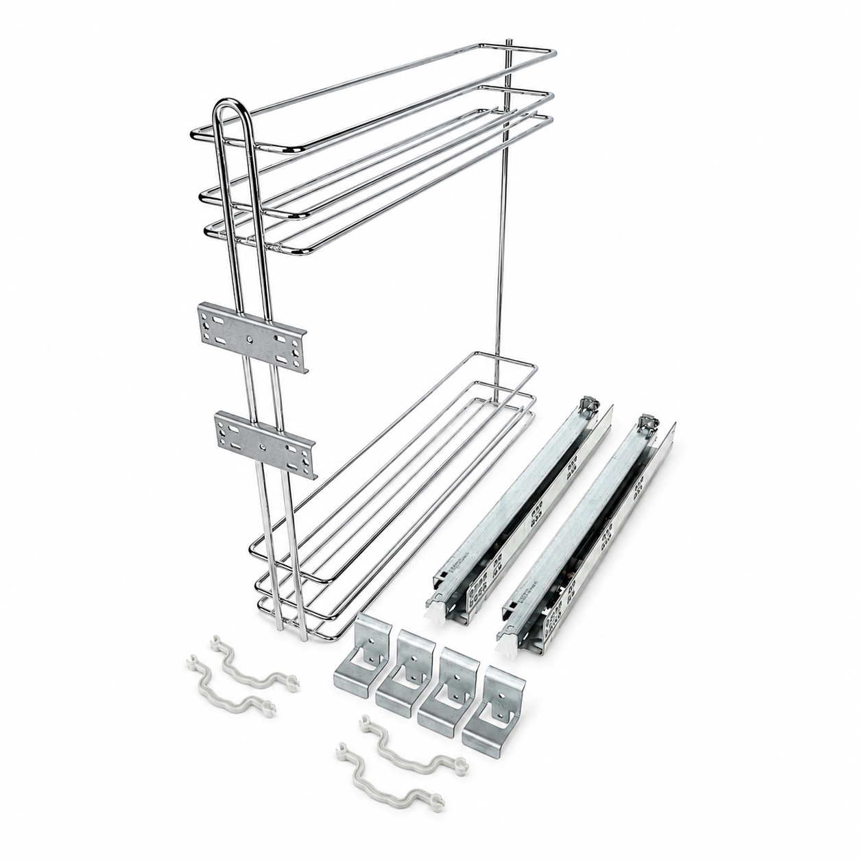 Riex GD34 Side baskets, wire, Blum full ex. concealed slides, 3D brackets, right, W150 - W200, chrome