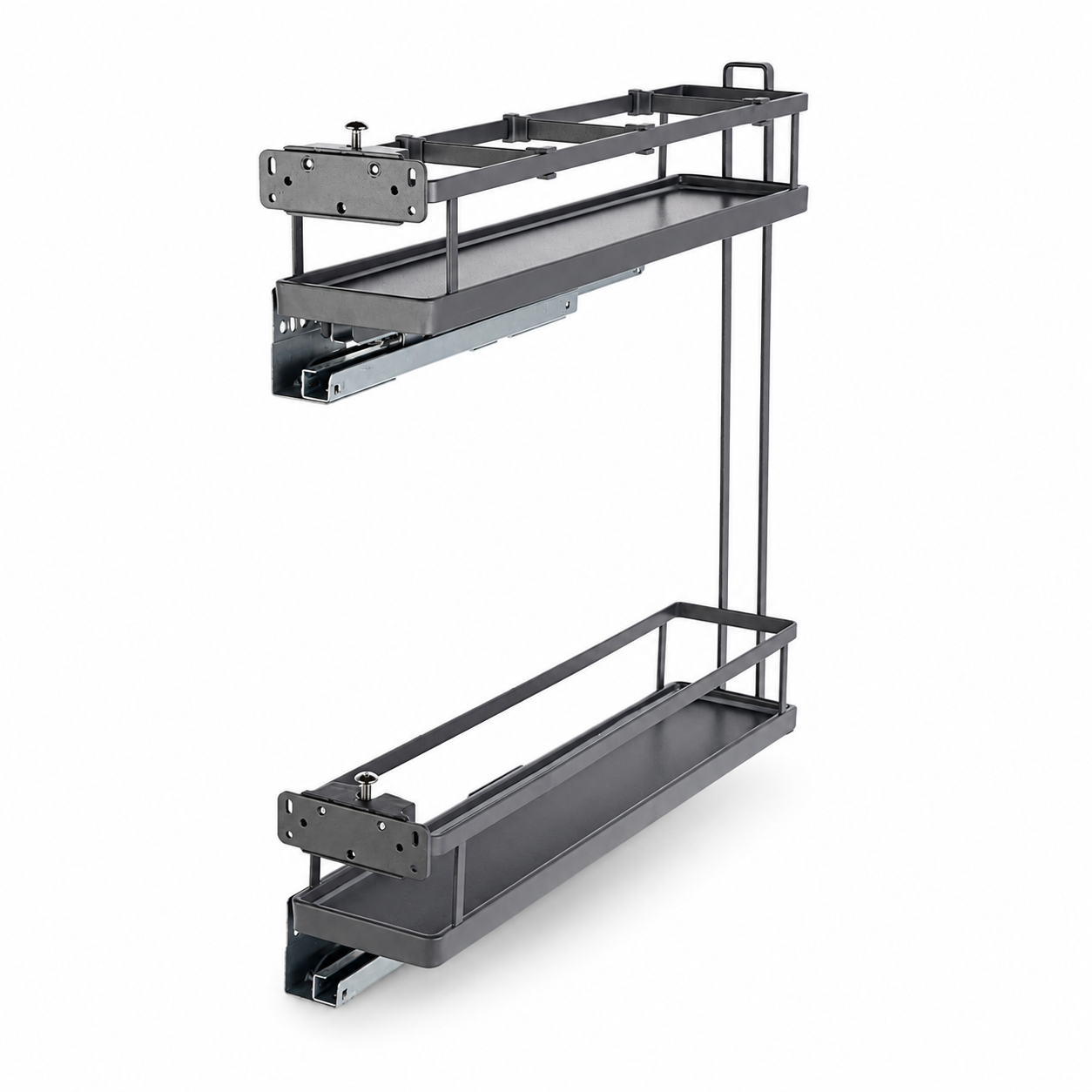 Riex GD38 Side baskets, full bottom, full. ex. concealed slides, 3D brackets, left, W150 - W200, dark grey