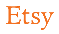The Etsy logo in orange text against a black background.