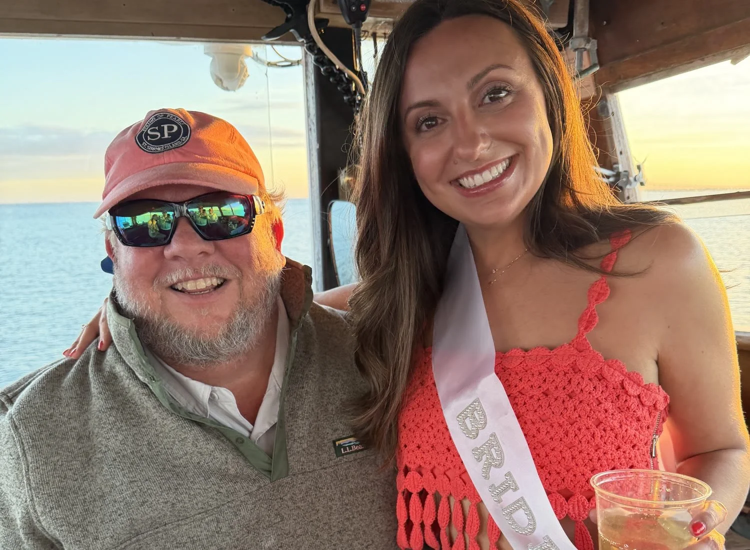 Bride-to-be with Captain Matt aboard String of Pearls