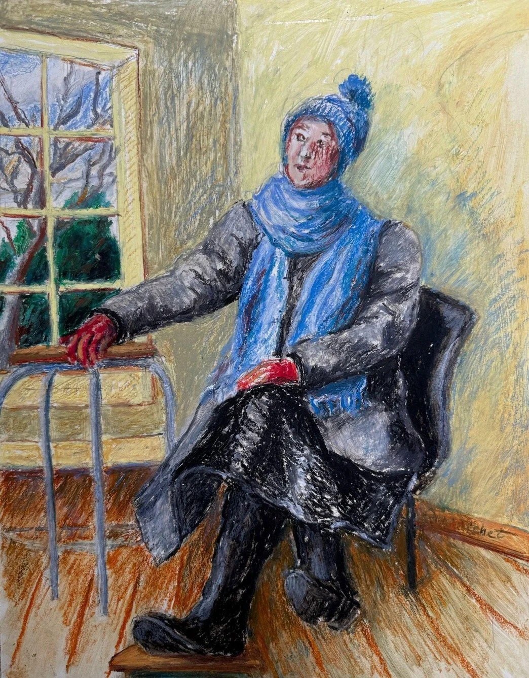 Red Gloves  2025 
Oil pastel 
11 x 14 
Available