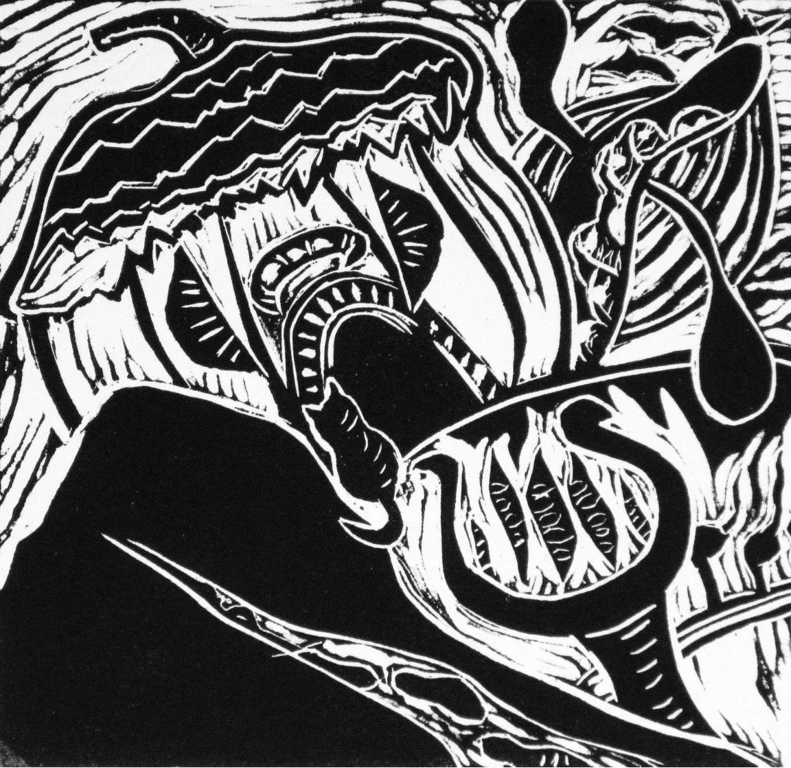 Life in Pods  2015 
Limited edition linocut 
6 x 6 
Available