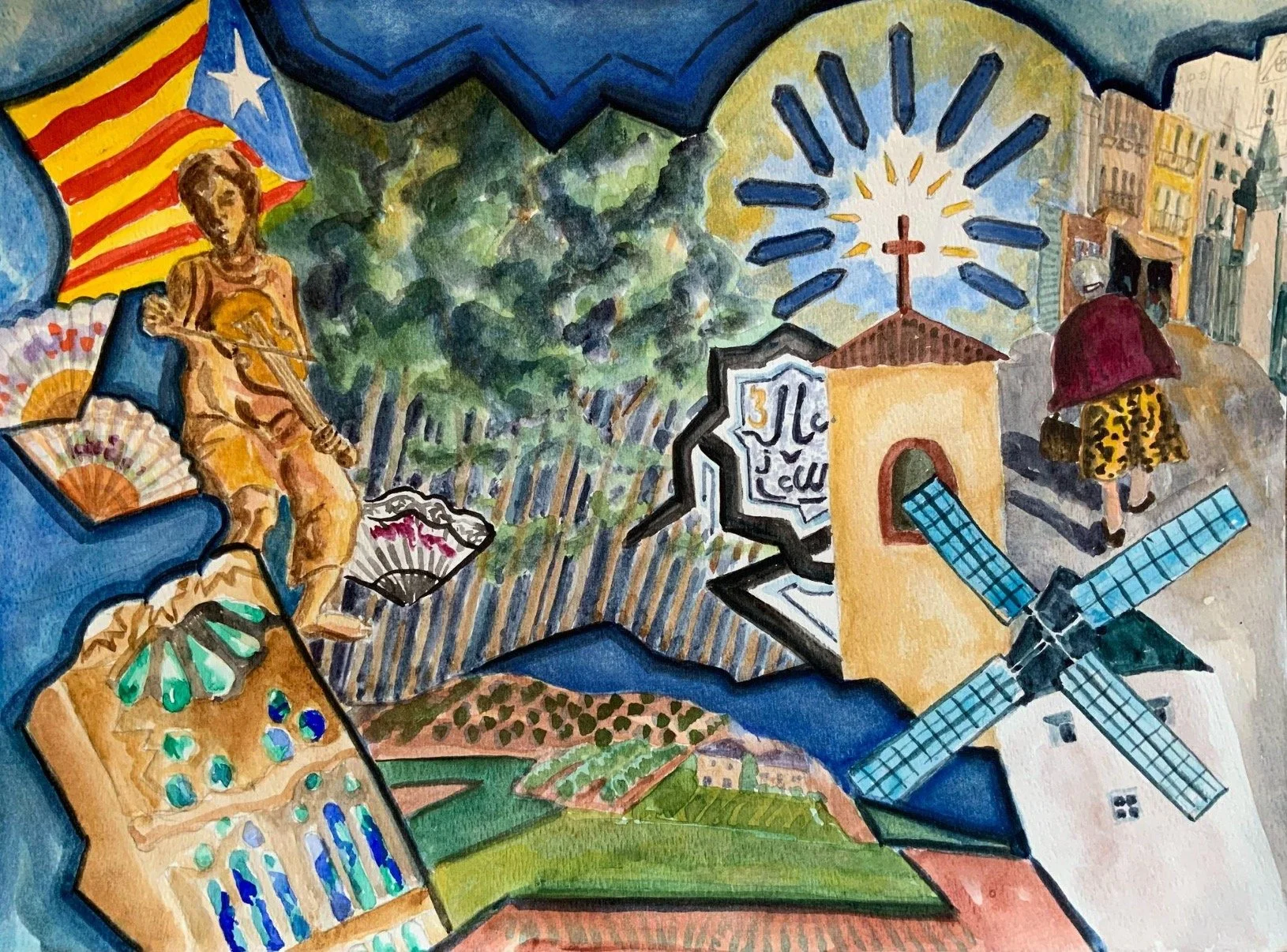 Españã  2023 Watercolor 12 x 16 NFS