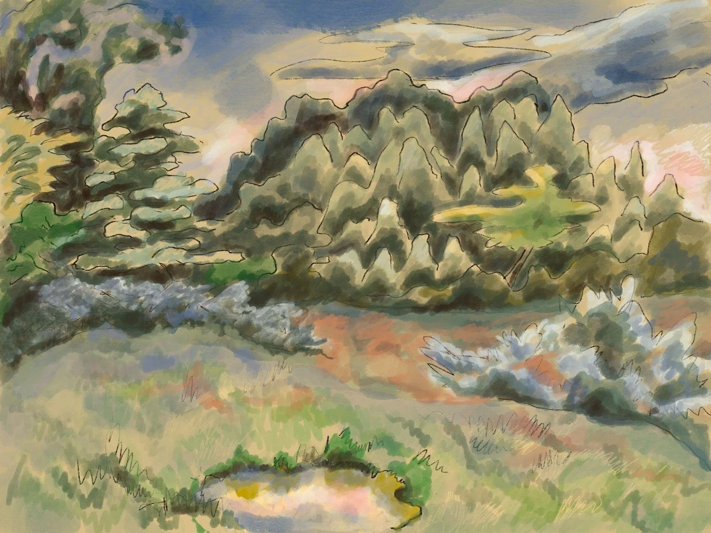 Out Back on a Rainy Day  2025 
12 x 9