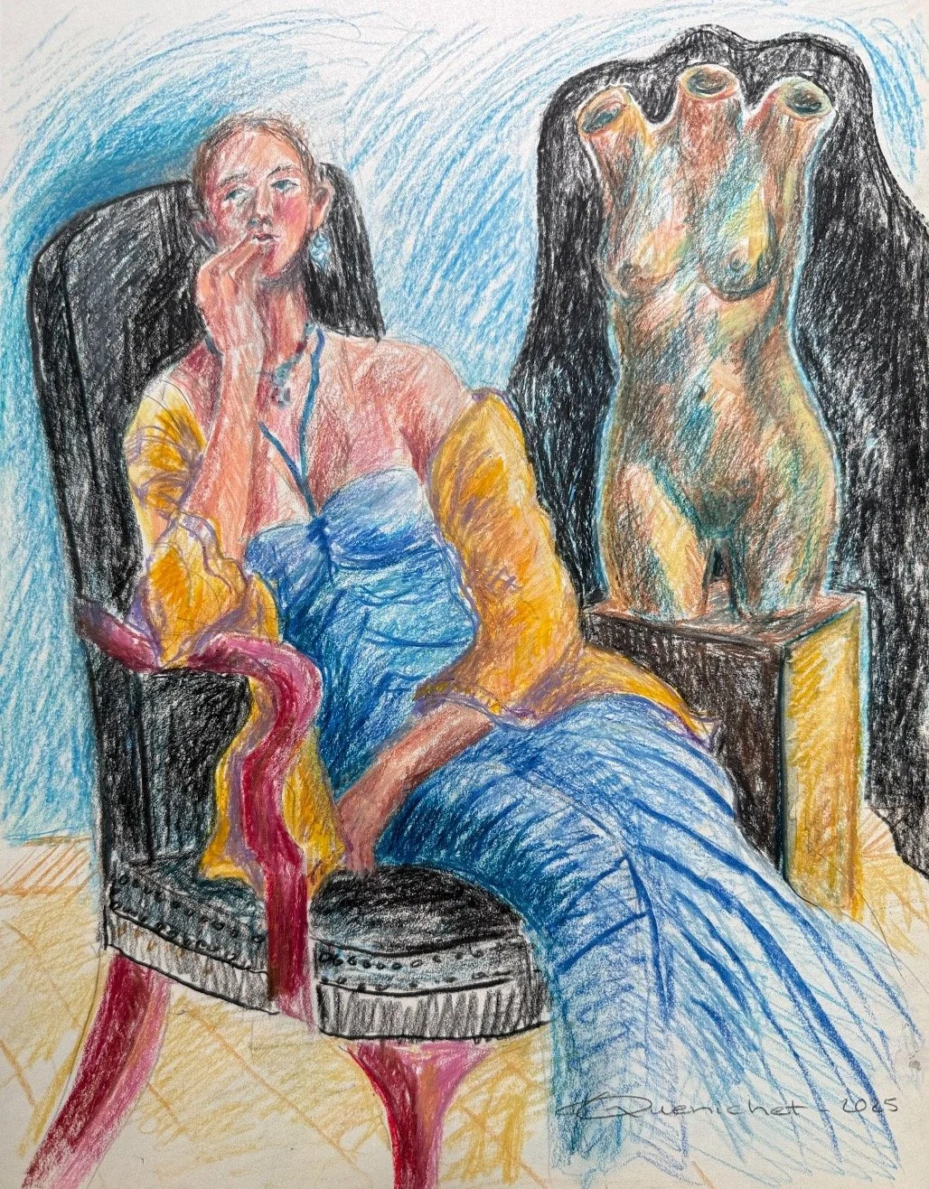 After the Ball  2024 
Watercolor Crayon 
11 x 14 
Available