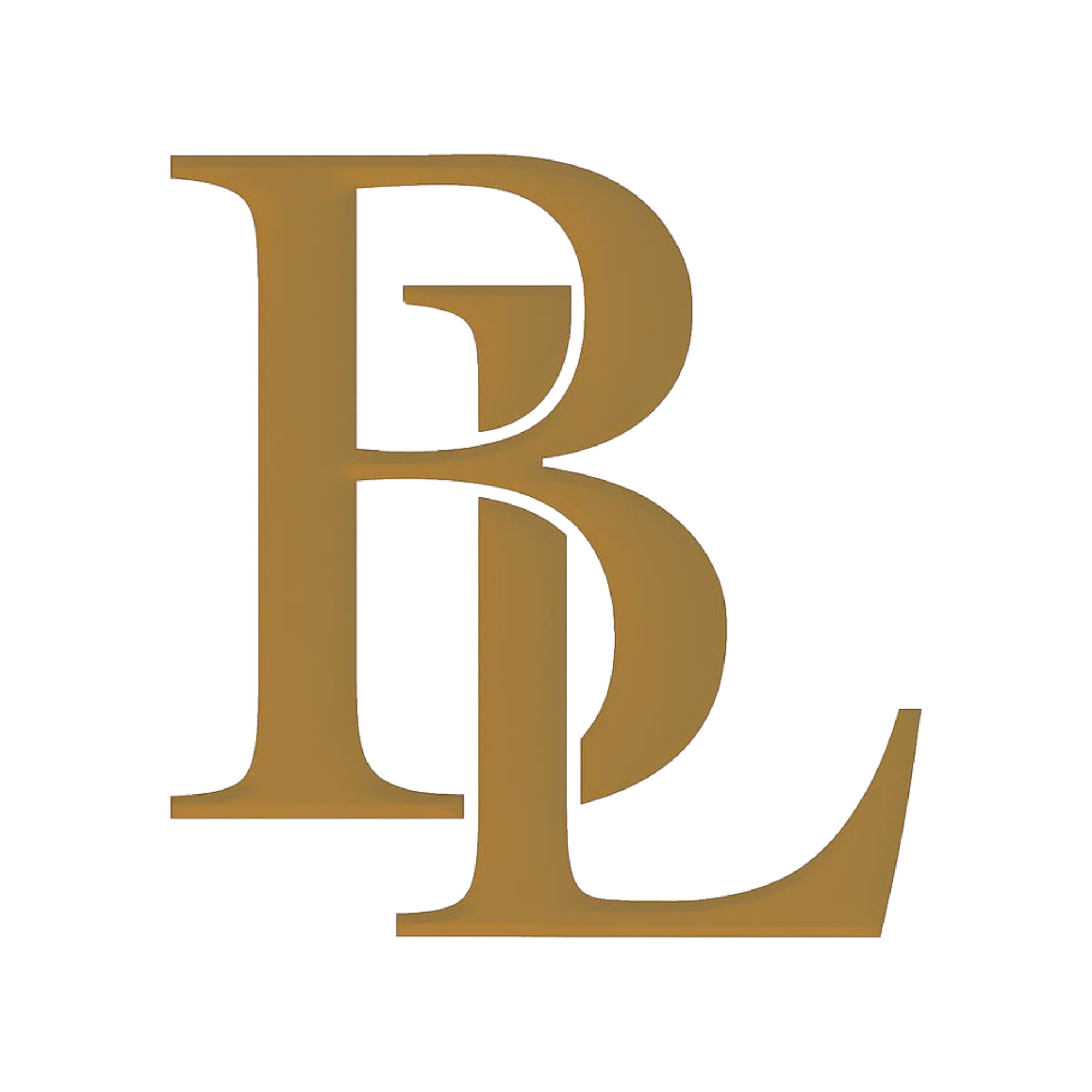 Stylized letters B and L in gold color.