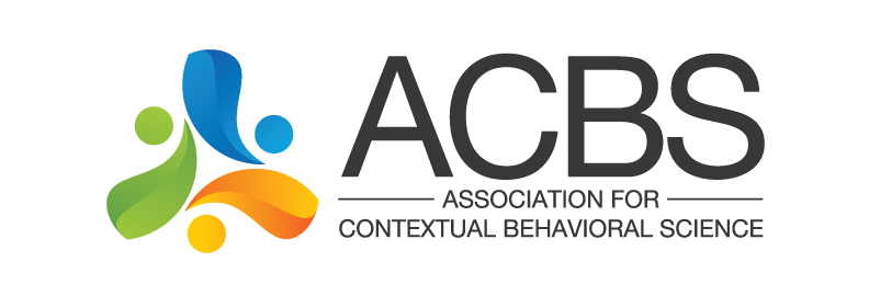 Logo of the Association for Contextual Behavioral Science (ABCS) with abstract colorful human figures around a central point and the organization's name written beside it.