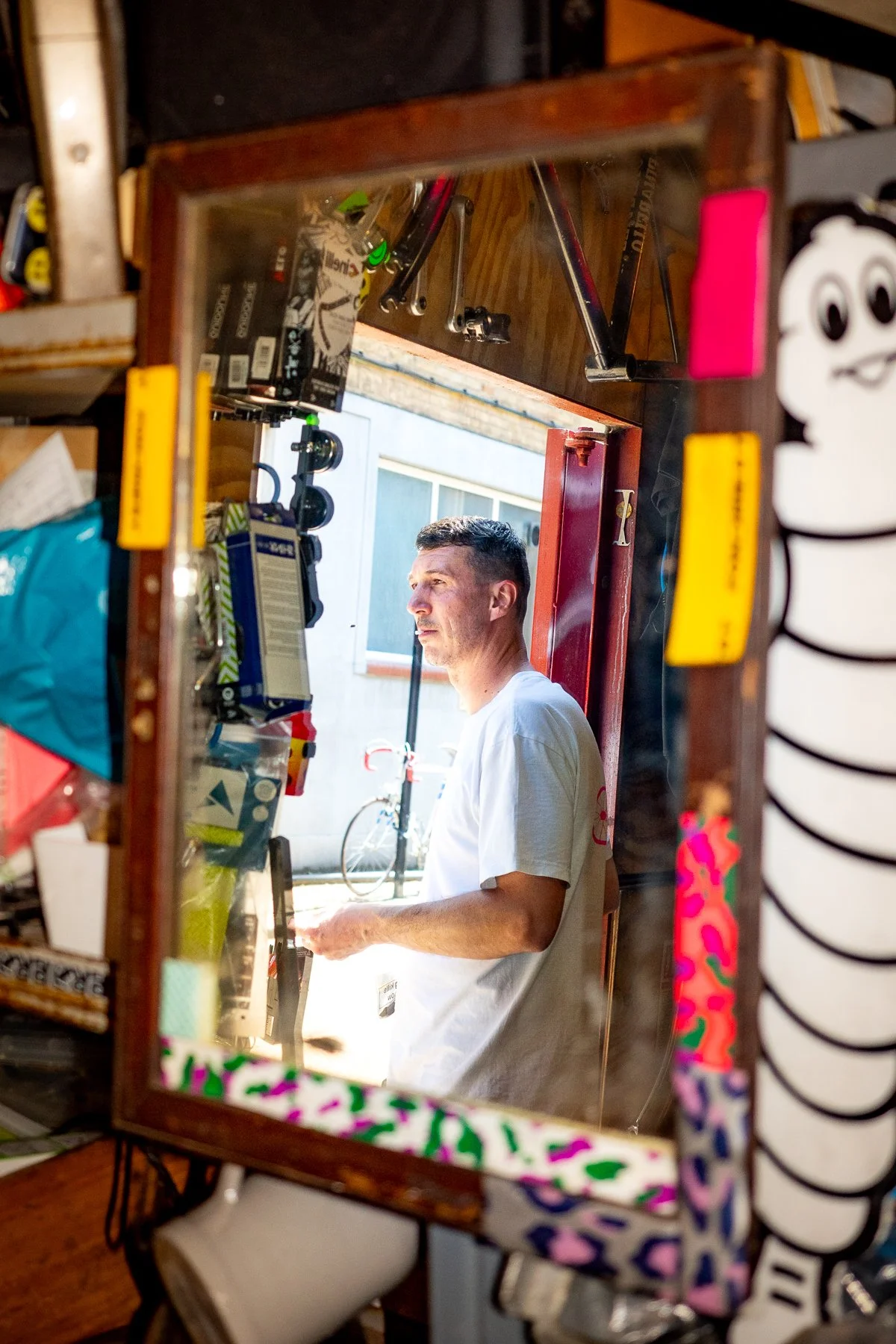 Dan inside Big Fun Bikes bike shop in Haggerston London