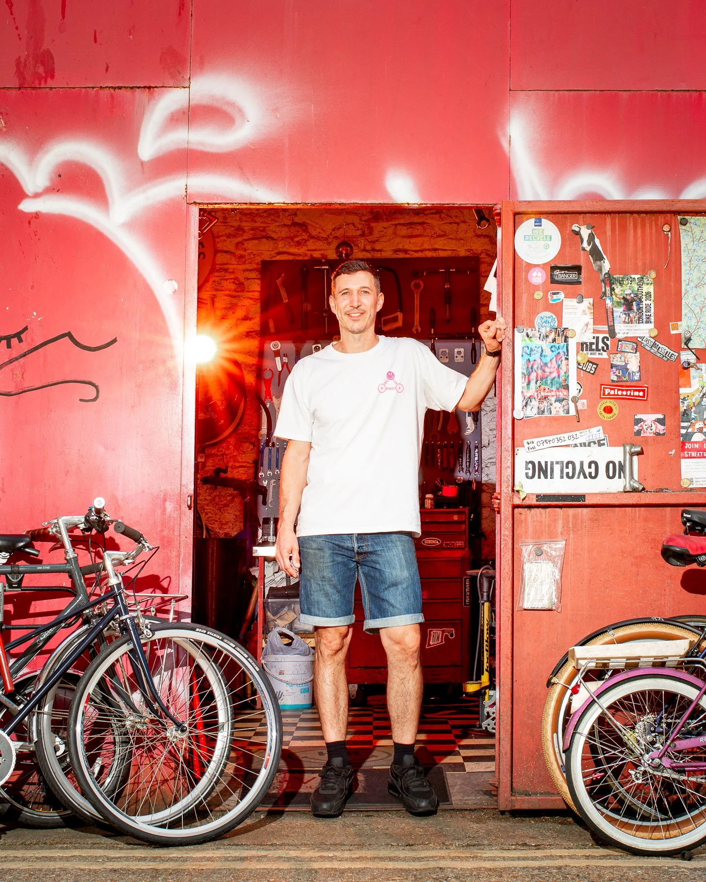 Dan at work in Big Fun Bikes bike shop in Haggerston London