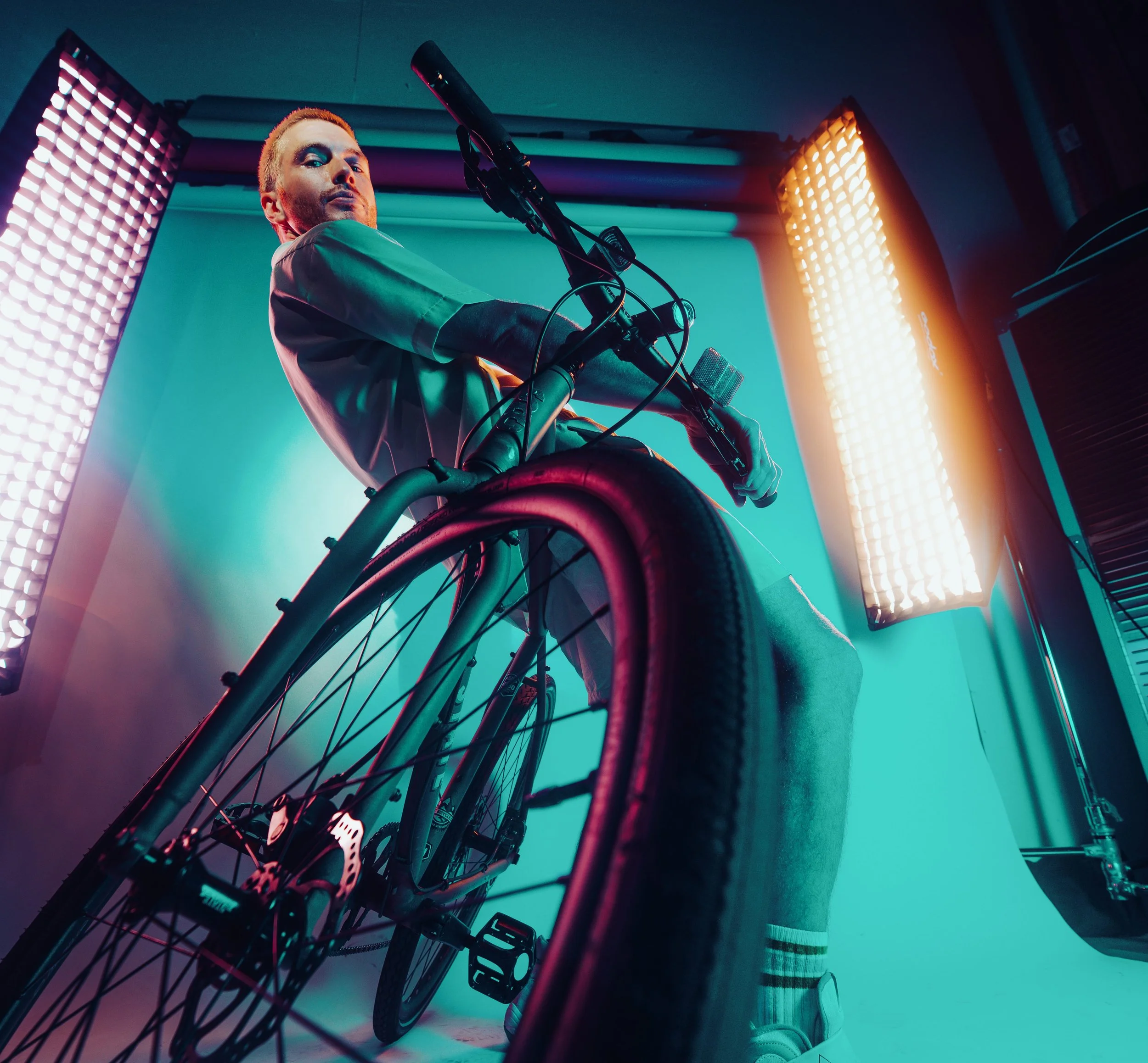 Playful, Cycling Image of Cody Sanders
