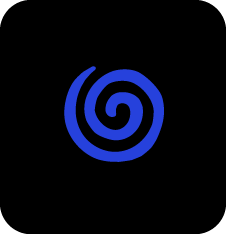 Blue spiral symbol on a black background