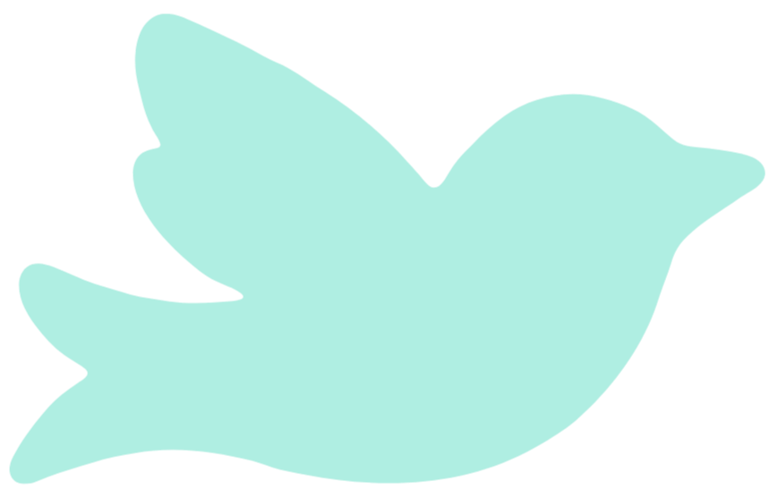 Silhouette of a flying bird in light blue color.