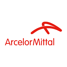 ArcelorMittal logo with stylized red 'A' and company name in red text