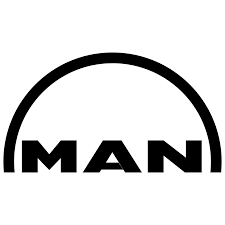 MAN logo with stylized text beneath a semi-circular arc